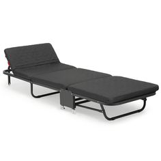 an adjustable bed frame with black fabric