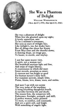 the poem she was a phanom of delight by william wolsworth, which is written in black and white