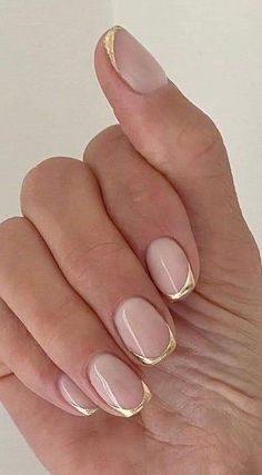 Gold Tip Nails, Nails Milky, Gold Gel Nails, Nails Classic, Nails Floral, Square French, Bridesmaids Nails, Nails Classy, Nails Gold