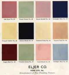 an old color chart showing the different shades of paint