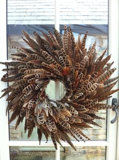 Pheasant wreath Apple Wreath, Designing Ideas, Fall Yall, Autumn Decorating, Turkey Feathers