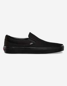 Vans Classic Slip-On Shoes. The Canvas Classic Slip-On Has A Low Profile, Slip-On Canvas Upper With Elastic Side Accents, Vans Flag Label And Vans Original Waffle Outsole. Imported. | Vans Classic Slip-On Black & Black Shoes All Black Slip On Vans Outfit, Slip On Vans Outfit Women, Vans Outfit Women, Slip On Vans Outfit, Black Slip On Vans Outfit, Blush Pink Shoes, Vans Slip On Black, Pink Shoes Outfit, Black Slip On Vans