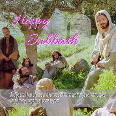 a group of people sitting under a tree with the words happy sabbah on it