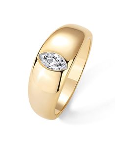 a yellow gold ring with a diamond in the center