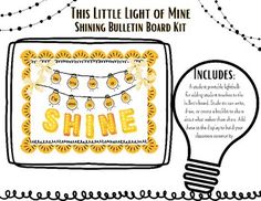 an advertisement for shine products in the shape of a lightbulbe and some string lights