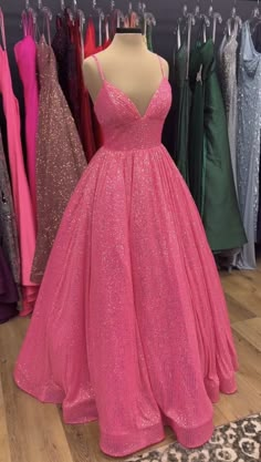 Barbie Pink Prom Dress Pink Prom Dress Sparkly, Pink Sparkly Prom Dress, Prom Dress Sparkly, Pink Sparkly Dress, Barbie Pink Dress, Pink Ball Gown, Sparkly Prom Dresses, Gown For Women