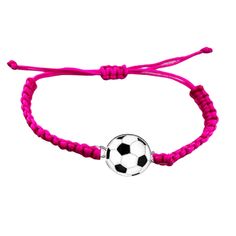 a pink bracelet with a soccer ball on it