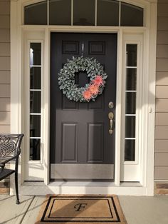 Easter Entryway, Room Wedding Decor, Bright Front Doors, Red Christmas Wreath, Wreath For Door, Door Paint, Front Door Paint Colors, Door Colors, Lamb's Ear