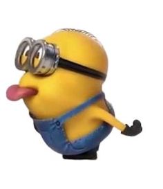 a minion is sticking his tongue out