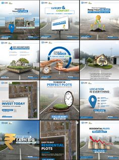 a series of photos showing different types of houses and buildings with the words real estate on them