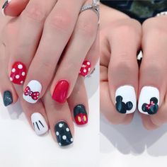 Mickey Design Nails, Disney Minnie Nails, Disney Gel Manicure, Trendy Disney Nails, Mickey Disney Nails, Disney Nail Ideas For Short Nails, Mickey Mouse Short Nails, Cute Disney Nail Ideas, Nail Designs For Disney World