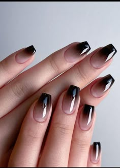 Red Nails Design, Ombre Chrome Nails, Black Ombre Nails, Summer Nail Ideas, Gothic Nails, Simple Gel Nails, Summer Glow