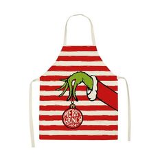 an apron with the grin on it