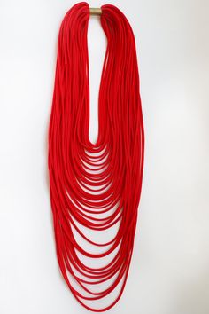 Fiber Necklace - Red multi strand necklace, made out of stretch fabric with spandex. A great addition to any outfit whether its casual, evening or work. It will give you that extra twist you need to make your outfit look complete and fun. Smooth texture, light weight. Great for travel, magnet clasp for easy wear. Fiber Necklace, Artful Home, Casual Evening, Necklace Red, Work It, Multi Strand Necklace, Strand Necklace, Smooth Texture, Multi Strand