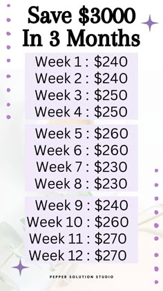 a poster with the words save $ 300 in 3 months