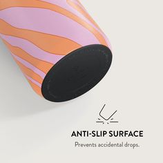 an orange and pink wallpaper with the words anti slip surface prevents accidentally drops