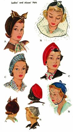 image 0 Cappello Cloche, 1940s Hats, Classy Hats, 1950s Sewing Patterns, Patron Vintage, Fabric Sewing Patterns, Hat Patterns To Sew, Vintage Millinery, Millinery Hats