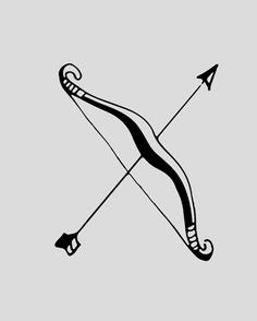 the bow and arrow symbol is drawn in black on a gray background, it appears to be an illustration