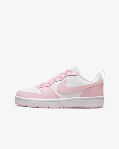 Nike Kids' Grade School Court Borough Low 2 Shoes, Pink And White Nike Shoes, Nike Court Borough Low 2 Se, Nike Court Borough Low 2 Pink, Nike Court Borough Low 2 Outfit, Preppy Nike Shoes, Nike Court Shoes, Nike Shoes Kids