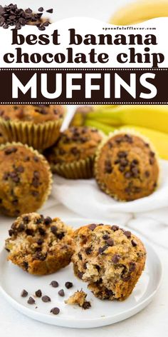 Enjoy this easy banana chocolate chip muffins for your Valentine's day breakfast recipe! The best banana chocolate chip muffins are easy romantic breakfast recipe, which can be done by mixing few basic ingredients. Try it! Easy Banana Chocolate Chip Muffins, Raspberry Chocolate Chip Muffins, Banana Bread Muffins Healthy, Chocolate Chip Banana Bread Muffins, Chocolate Chip Muffin Recipe, Banana Bread Muffins, Bread Muffins, Chocolate Chip Banana, Banana Chocolate Chip Muffins