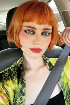 Copper Bob Hair With Fringe, Orange Bangs, Ginger Short Hair, Bob Hairstyles For Thick Hair, Ginger Bob, Copper Bob, Orange Bob, Sierra Mccormick, Red Hair With Bangs