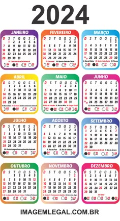 a calendar for the spanish language, with colorful numbers on each side and one in the middle