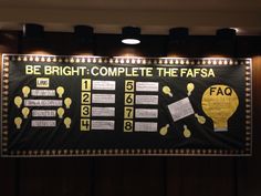 a bulletin board with information about the faqfaq program on it's side