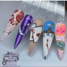 Alice In Wonderland Nails, Nail Art Designs 2023, Disneyland Nails, Unghie Nail Art, Nail Art Halloween, Nail Art Designs Diy