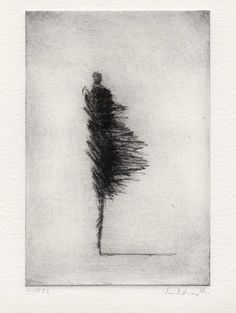 a black and white drawing of a tree