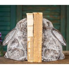 Rustic Cast Iron Bunny Rabbit Bookends-Home Decor-Vintage Shopper Farmhouse Kitchen Lighting Over Table, Lighting Over Table, Kitchen Lighting Over Table, Bunny Book, Farmhouse Kitchen Lighting, Ceramic Chicken, Decorative Bookends, Primitive Decorating Country, French Cottage