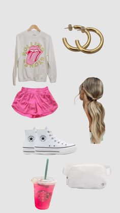 Starbucks Dragon Fruit Drink, Chuck Taylor Outfit, Dragon Fruit Drink, 70 Shoes, Drink Starbucks, Preppy Outfits For School, Preppy Inspiration, Hot Pink Shorts, Lululemon Outfits