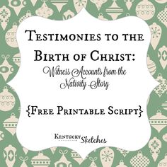 a green and white background with the words testimonies to the birth of christ