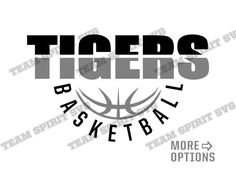 tigers basketball team decals on the side of a white background with black letters and an orange