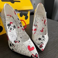 These Beautiful Disney Heels Have Been Worn Twice For A Few Hours Indoors. Great Condition But I Don’t Use Them Often Enough. Questions? Leave A Comment Below! Disney Shoes Heels, Disney Heels, Disney Shoes, Shoes Women Heels, Red White, Shoes Heels, Red And White, Size 6, Women Shoes