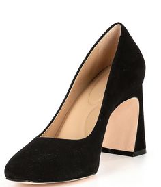 Antonio Melani Ellery Suede Flared Heel Pumps | Dillard's Formal Suede Slip-on Heels, Elegant Suede Slip-on Heels, Evening Slip-on Suede Heels, Slip-on Suede Heels With Suede Lining, Suede Slip-on Heels With Leather Sole, Modern Suede Heels With Removable Insole, Modern Suede Heels With Almond Toe, Career Woman, Leather Socks