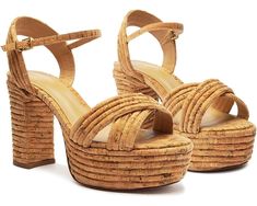 Schutz Latifah Platform Summer Platform Heels With Cork Material, Summer Cork Platform Heels, Chic Cork Sandals For Summer, Chic Cork Sandals For Spring, Chic Cork Heels For Spring, Spring Platform Heels With Cork Material, Spring Platform Cork Heels, Spring Cork Platform Heels, Cork Platform Heels