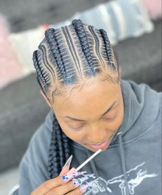 Big Cornrow Braids, Big Cornrows Hairstyles, All Back Hairstyle, Big Cornrows, Cornrows With Beads, Cornrow Braids