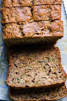 slices of zucchini bread stacked on top of each other