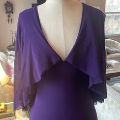 Made In Italy. Brand New With Tags. Super Flattering. Lined. Purple Fine Gauze/Tulle Material. Cape Sleeves. Mid Length Capelet Dress, Tulle Material, Cape Sleeves, Flutter Sleeve, Color Purple, Mid Length, Cape, In Italy, Mini Dress