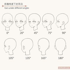 how to draw an anime character's head from different angles and hair lengths