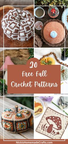 20 free fall crochet patterns for pumpkins, pies and other crafts