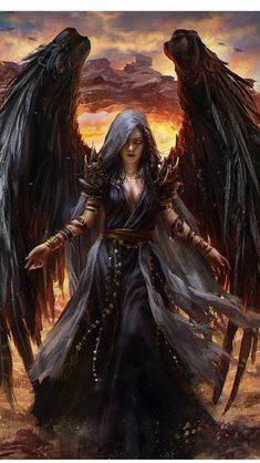 Creature Fantasy, Gothic Angel, Angel Warrior, Gothic Fantasy Art, Soyut Sanat Tabloları, 다크 판타지, Black Wings, Dark Angel, Fantasy Warrior