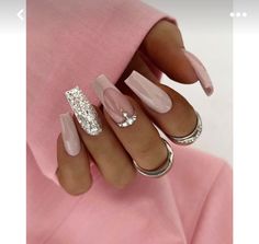 Nude And Silver Acrylic Nails, Ongles Beiges, Short Coffin Nails, Beige Nails, Glam Nails, Hot Nails, Orange Nails, Autumn Nails, Pretty Acrylic Nails