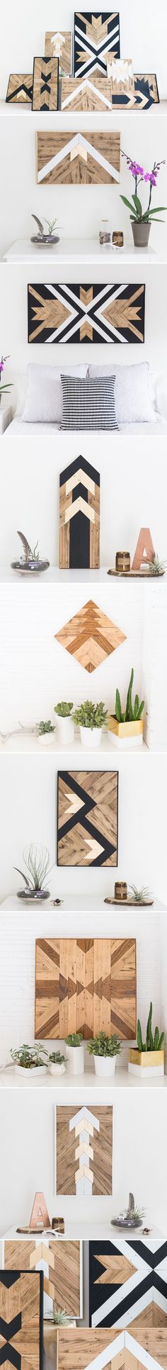 the shelves are made out of wood and have different designs on them, including strips