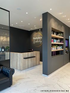 the reception area is clean and ready for customers to use in their salon or hairdresserry