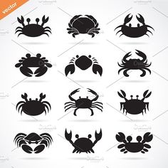 crab silhouettes on white background