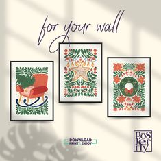 three christmas cards with the words for your wall