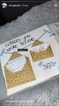 an open envelope with some writing on it