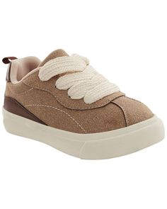 Designed with faux laces and an easy on design, these classic sneakers are perfect for everyday. Carters Size Chart, Sneakers Brown, Carter Kids, Toddler Boy Shoes, Brown Sneakers, The Nines, Kids Outfits Girls, Classic Sneakers, Boys Casual