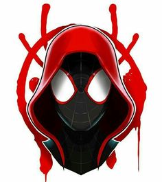 a spider - man mask with blood dripping all over it